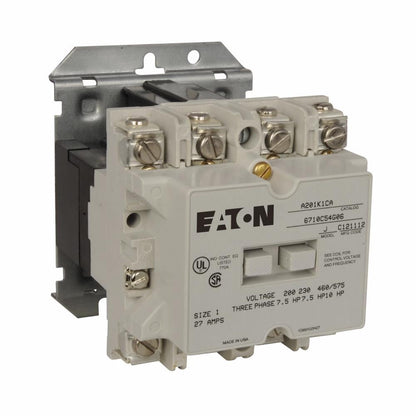 Cutler Hammer A201K1CA Contactor 3 pole 3 phase 600V 27A 110V coil A200 Series
