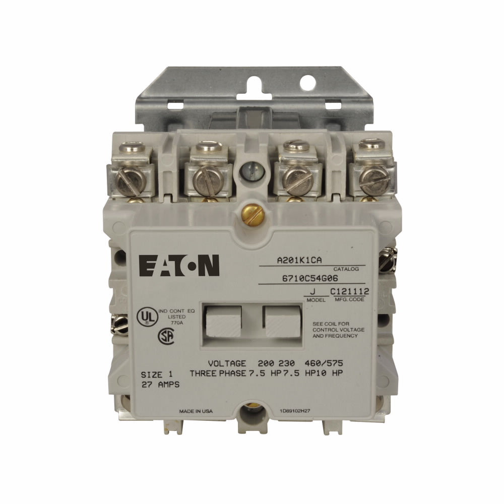 A201K1CA Cutler Hammer A200 Series Contactor 600V 27A 120V Coil - Essential Electric Supply