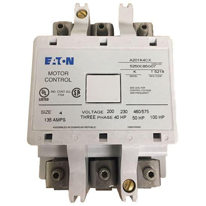 Cutler Hammer A201K4CX Contactor | 3P 3Ph 600V 135A 480V Coil A200 Series
