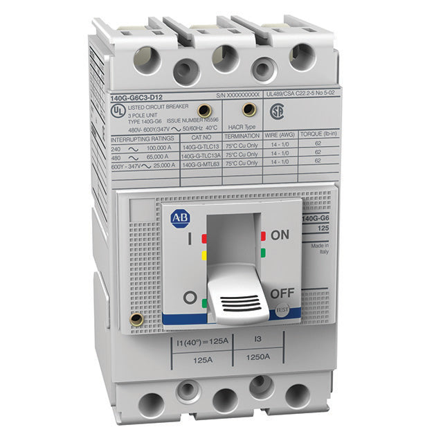Allen-Bradley 140G-J6F3-D20 Circuit Breaker | 600V 200A 3P 65kA@480V Bolt-On