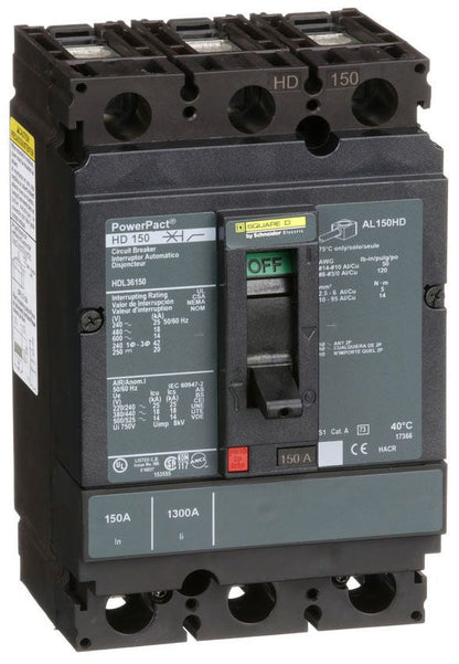 HDL36150 - Schneider Electric/ Square D Feed-Thru 150 Amp 3 Pole Circuit Breaker - Essential Electric Supply