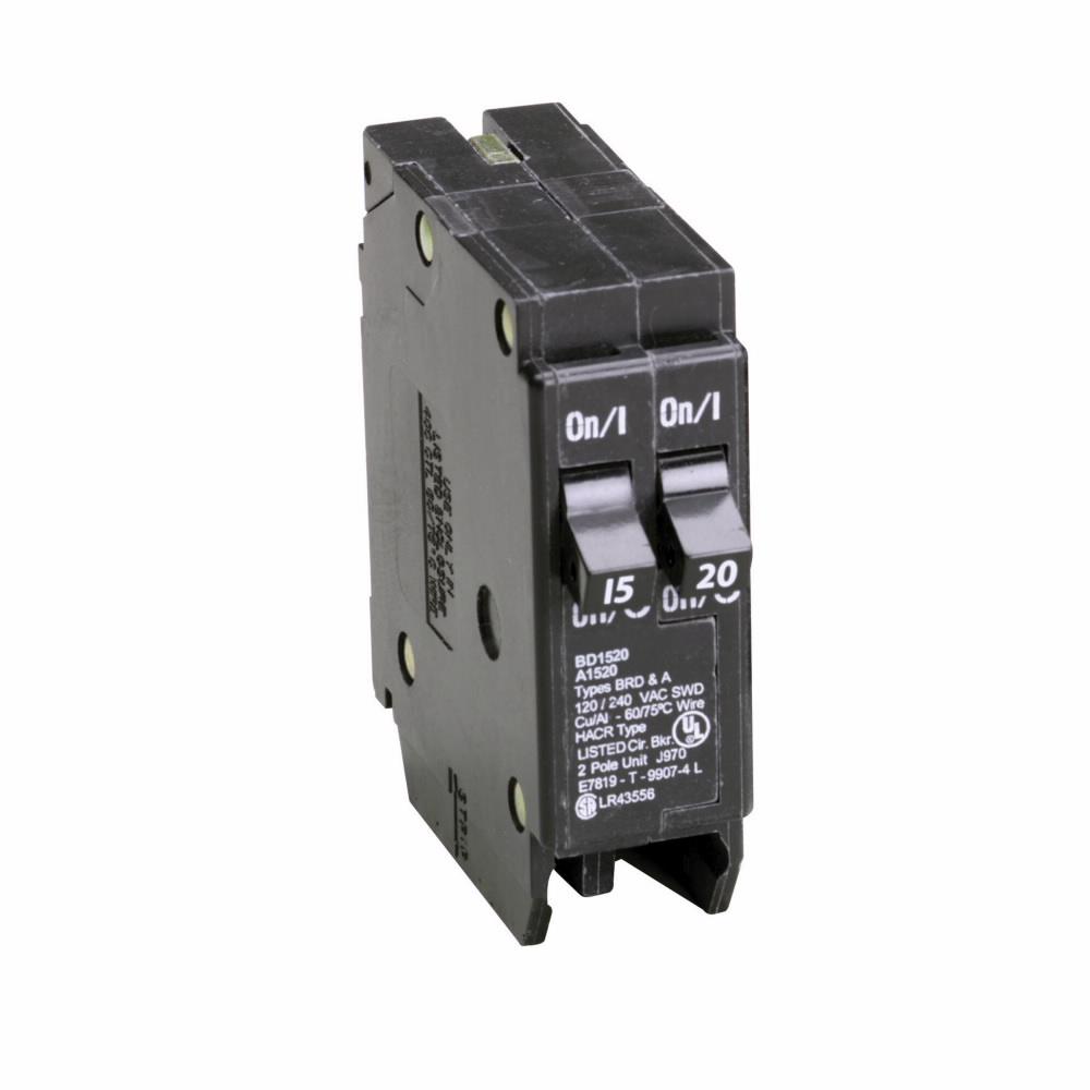 Eaton BD1520 Circuit Breaker | 120V 20A 2P 10kA@120V Feed-Thru BD Series