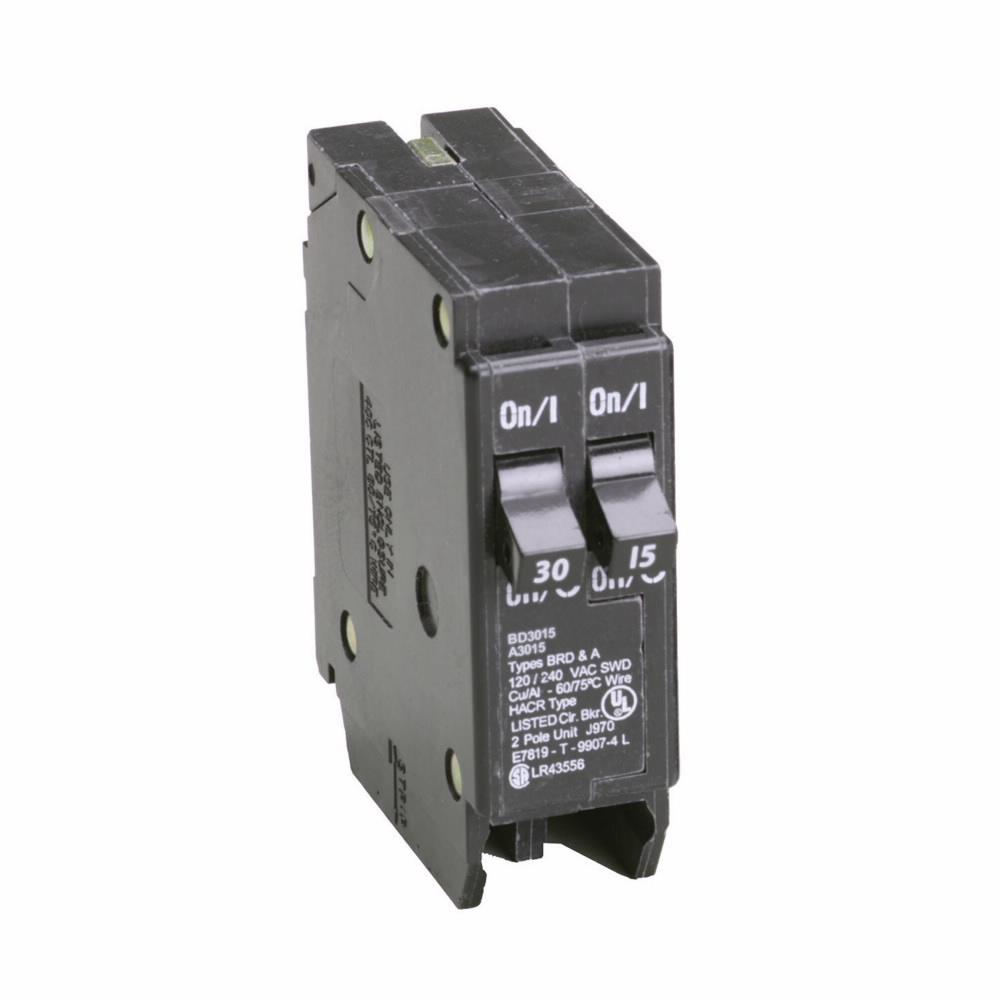 Cutler Hammer BD3015 Molded Case Circuit Breaker | 120V 15A 2P 10kA@120V Feed-Thru BD Series