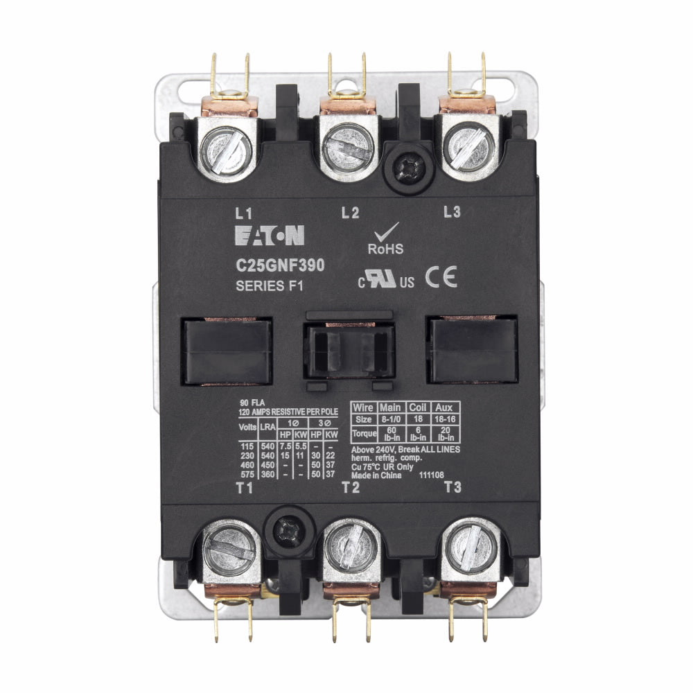 C25GNF390T Cutler Hammer C25 Series Contactor 600V 90A 24V Coil - Essential Electric Supply