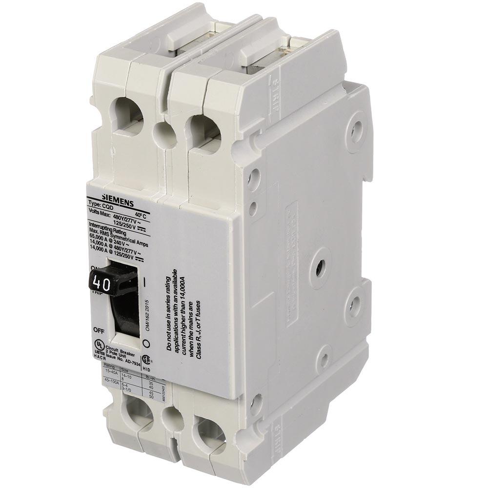 Siemens CQD240 Circuit Breaker | 480V 40A 2P 14kA@480V Feed-Thru CQD Series