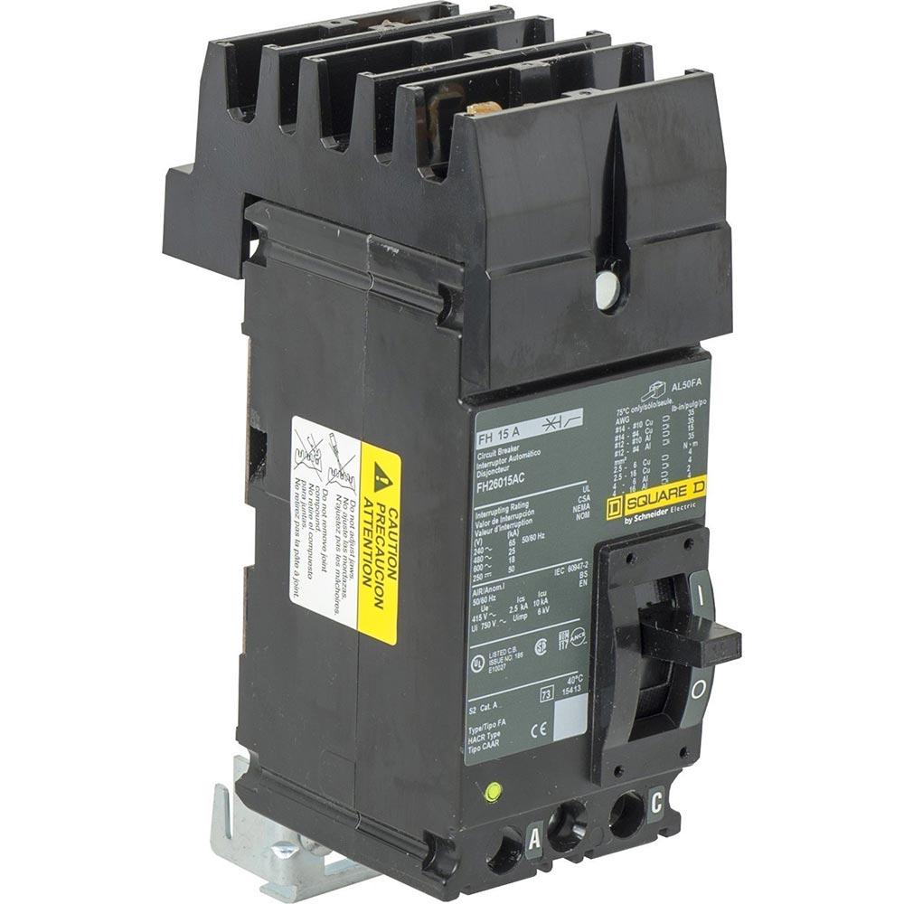 Square D FH26015AC Circuit Breaker | 600V 15A 2P 25kA@480V I-Line