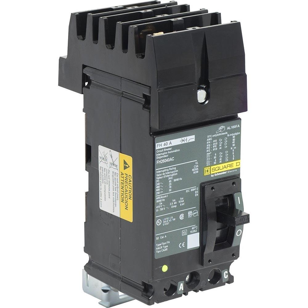 Square D FH26040AC Circuit Breaker | 600V 40A 2P 25kA@480V I-Line