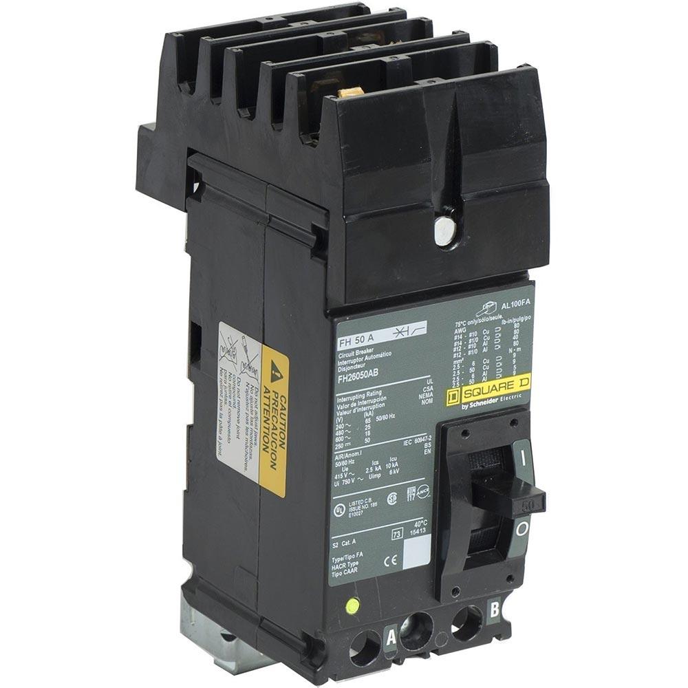 Square D FH26050AB Circuit Breaker | 600V 50A 2P 25kA@480V I-Line