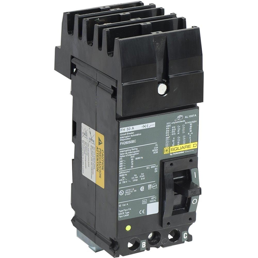 Square D FH26050BC Circuit Breaker | 600V 50A 2P 25kA@480V I-Line