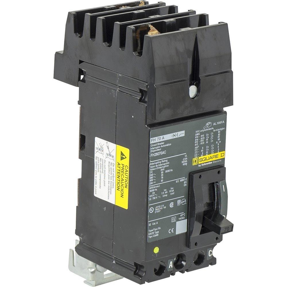 Square D FH26070AC Circuit Breaker | 600V 70A 2P 25kA@480V I-Line