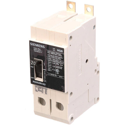 Siemens HGB2B020B Molded Case Circuit Breaker | 600V 20A 2P 100kA@240V Bolt-On VL Series