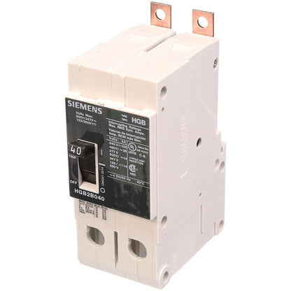 Siemens HGB2B040B Molded Case Circuit Breaker | 600V 40A 2P 100kA@240V Bolt-On VL Series