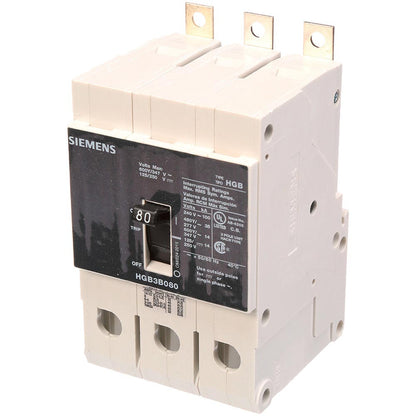 Siemens HGB3B080B Molded Case Circuit Breaker | 600V 80A 3P 100kA@240V Bolt-On VL Series
