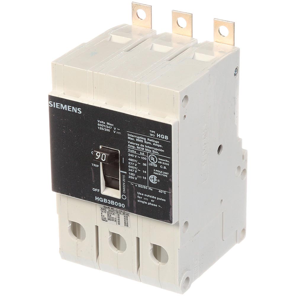 Siemens HGB3B090B Molded Case Circuit Breaker | 600V 90A 3P 100kA@240V Bolt-On VL Series