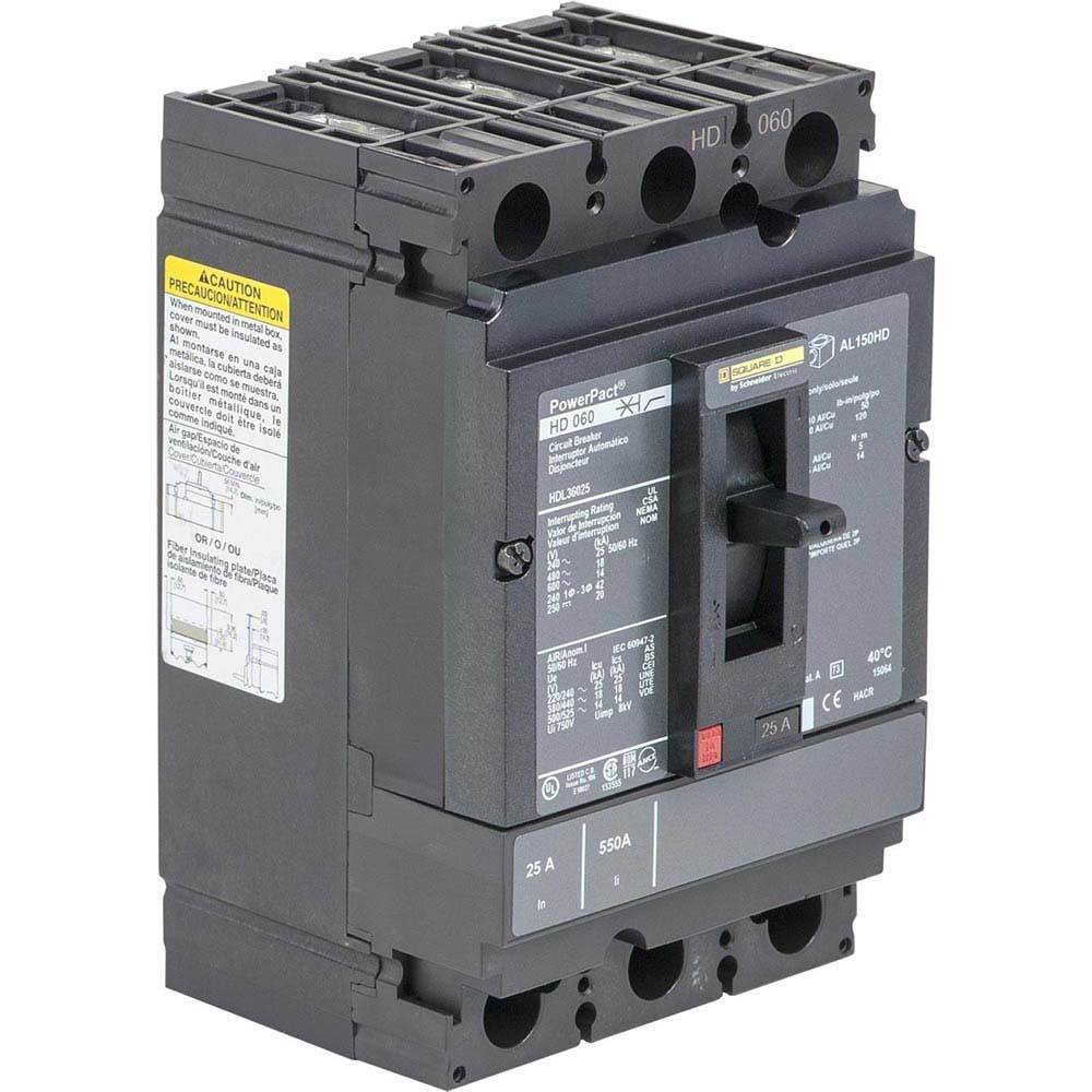 Square D HJL36045 Circuit Breaker | 600V 45A 3P 65kA@480V Feed-Thru Powerpact
