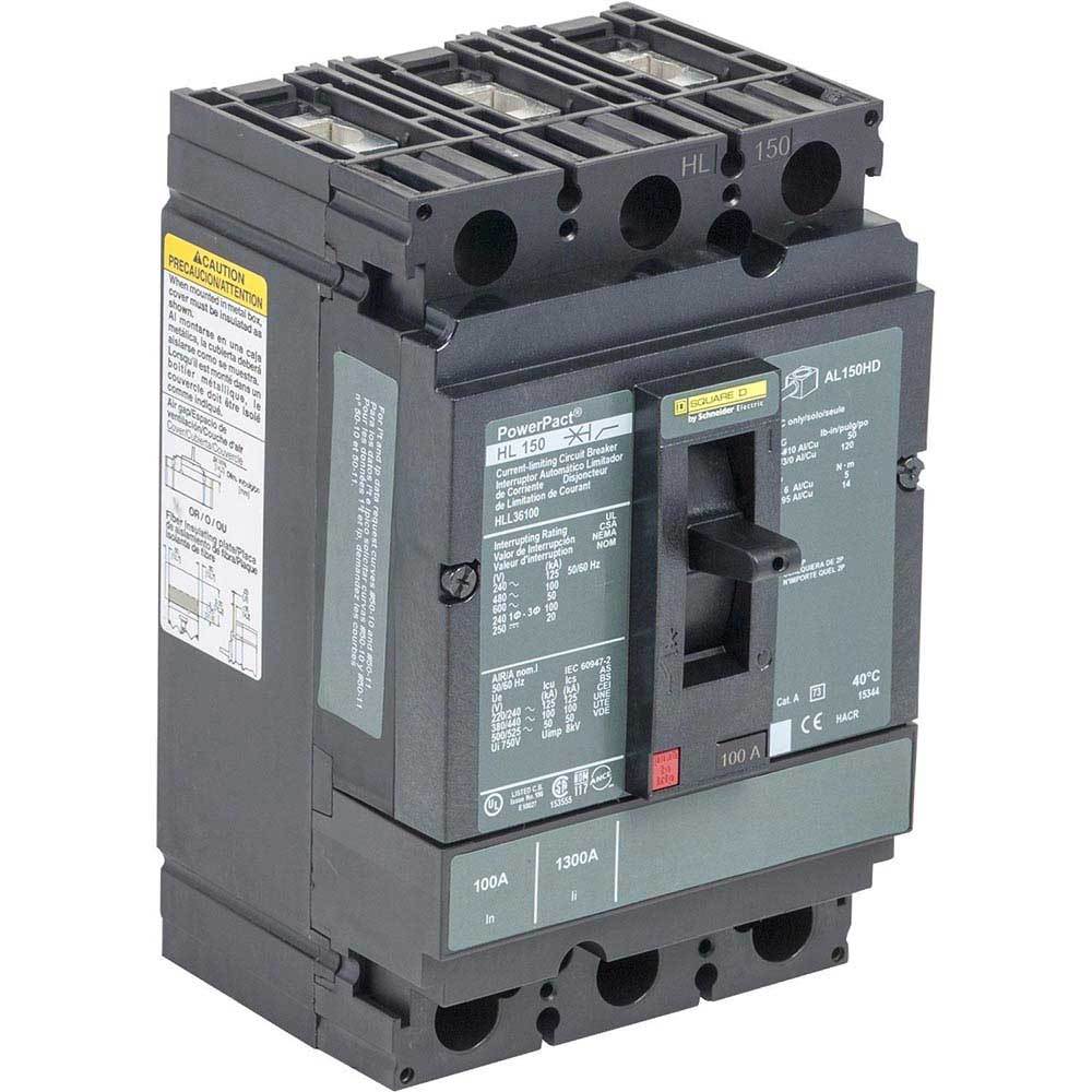 Square D HLL36090 Circuit Breaker | 600V 90A 3P 100kA@480V Feed-Thru Powerpact HLL