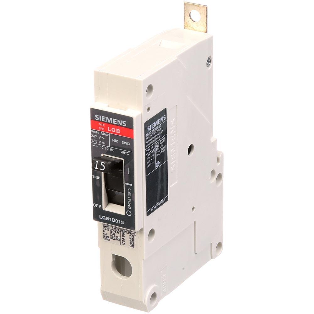 Siemens LGB1B015B Circuit Breaker | 347V 15A 1P 65kA@277V Bolt-On VL Series