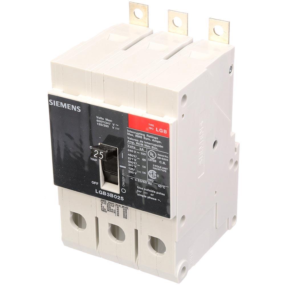 Siemens LGB3B025B Circuit Breaker | 600V 25A 3P 100kA@240V Bolt-On VL Series