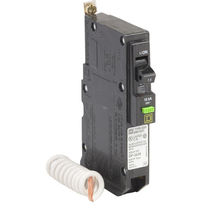 Square D QOB115AFI Circuit Breaker 120/240V 15A 1P 10kA@120V Bolt-on QOB Series