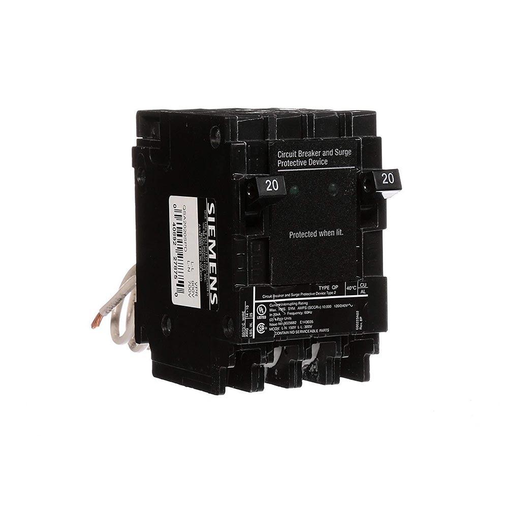 Siemens QSA2020SPD Circuit Breaker | 240V 20A 1P 10kA@240V Plug-In Q Series