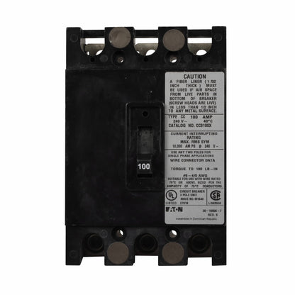 Cutler Hammer CC3125X Circuit Breaker | 240V 125A 3P 10kA@240V Bolt-On CC Series