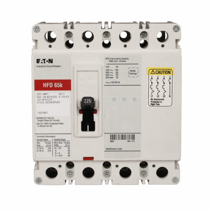 Cutler Hammer HFD4030 Circuit Breaker | 600V 30A 4P 65kA@480V Bolt-On Series C
