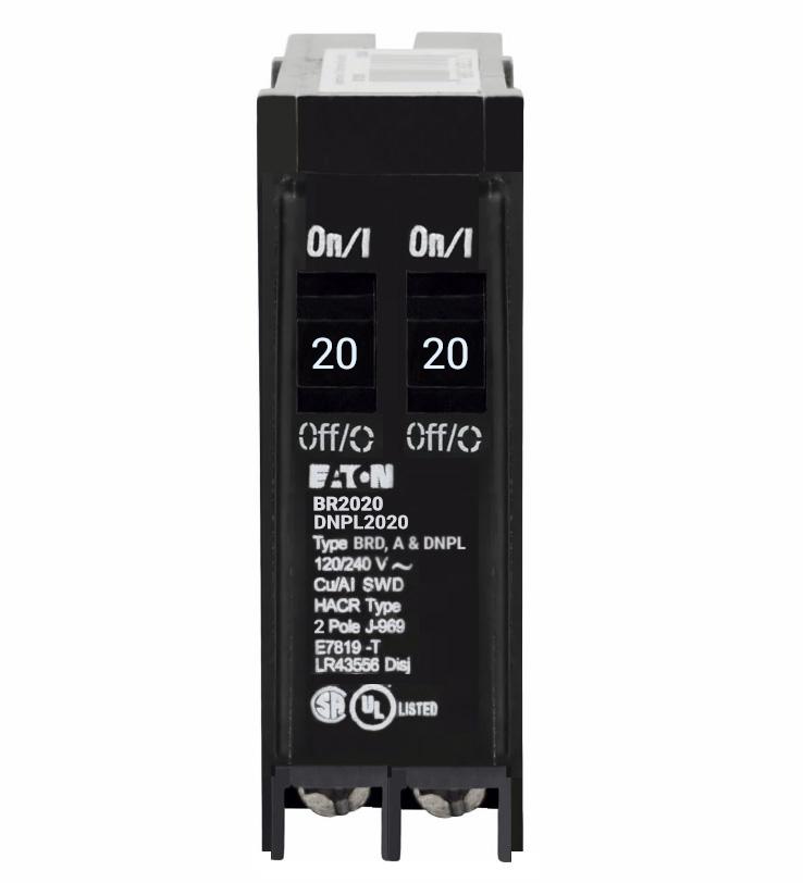 Cutler Hammer BR2020 Circuit Breaker | 120V 20A 1P 10kA@120V Plug-In BR Series