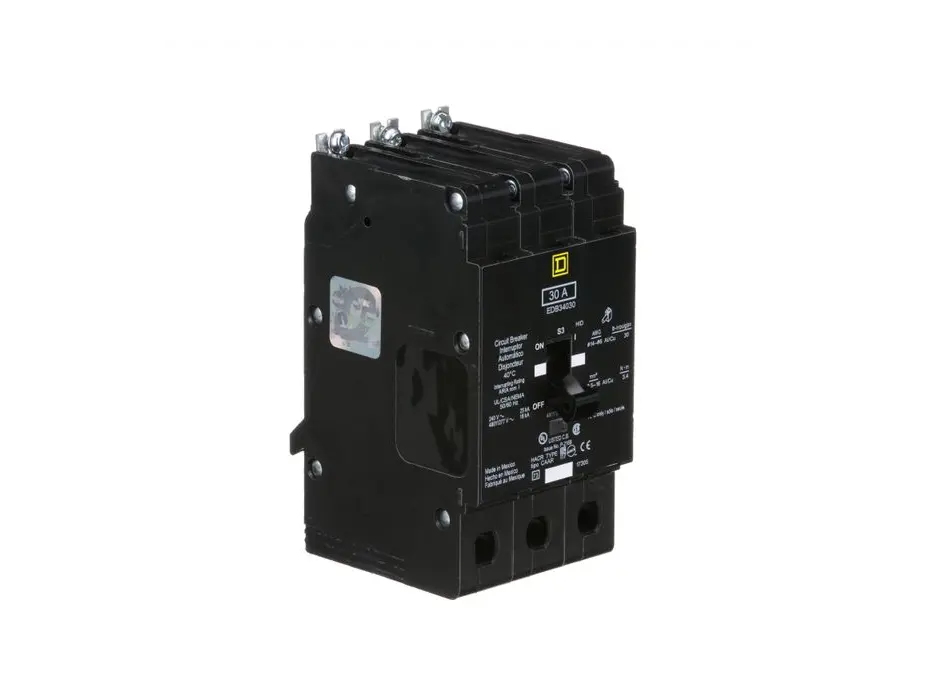 Square D EDB34030 Circuit Breaker | 480Y/277V 30A 3P 18kA@480V Bolt-on EDB Series Square D