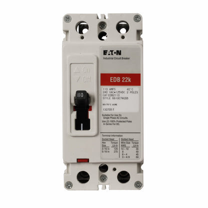 EDB2125 - Eaton/ Westinghouse/ Cutler Hammer Feed-Thru 125 Amp 2 Pole Circuit Breaker - Essential Electric Supply
