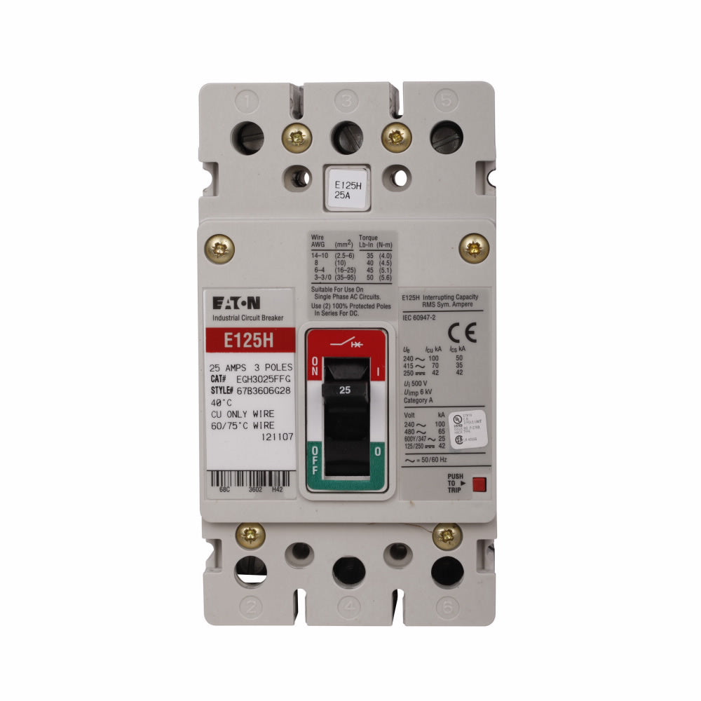 EGH3025FFB - Cutler Hammer Bolt-On 25 Amp 3 Pole Circuit Breaker - Essential Electric Supply
