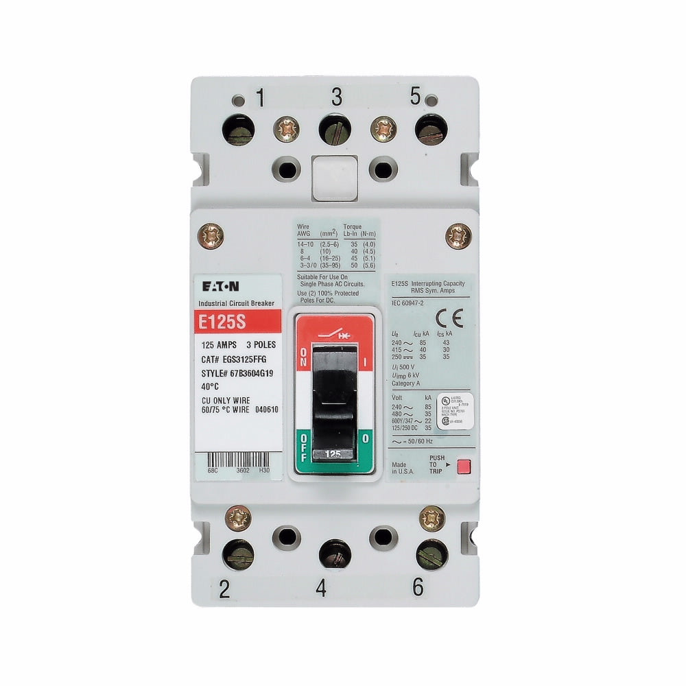 Cutler Hammer EGS3125FFG Circuit Breaker | Series G EGS 600V 125A
