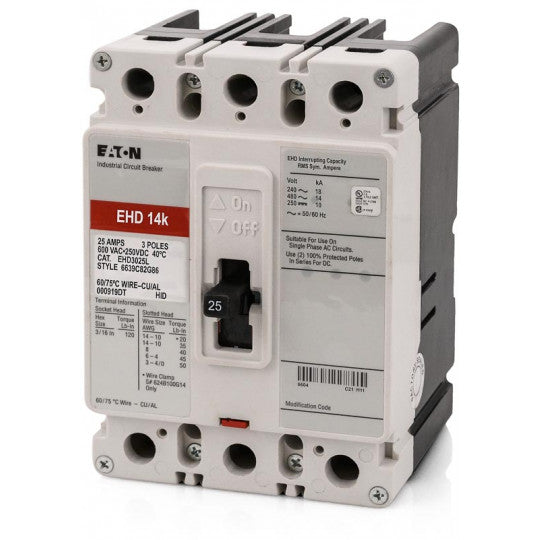 Cutler Hammer EHD3025 Circuit Breaker | Series C EHD 480V 25A