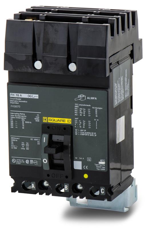 Square D FH36070 Circuit Breaker | 600V 70A 3P 25kA@480V I-Line
