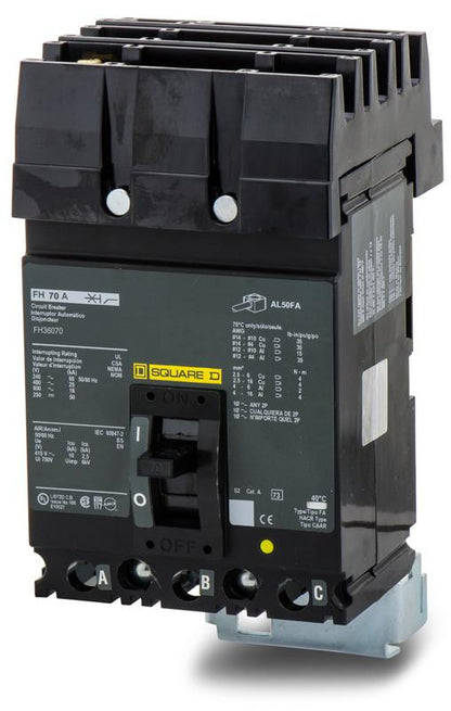 Square D FH36070 Circuit Breaker | 600V 70A 3P 25kA@480V I-Line