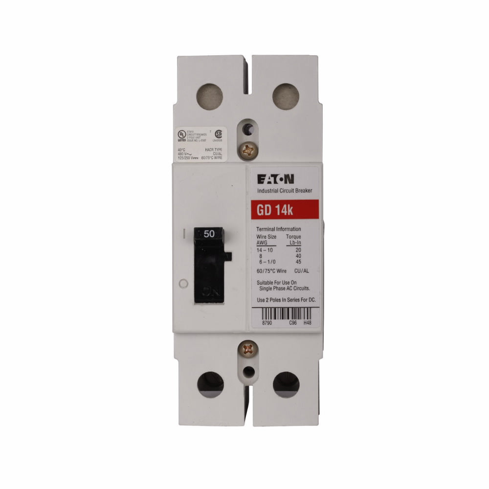 GD2050 - Westinghouse/ Eaton/ Cutler Hammer Feed-Thru 50 Amp 2 Pole Circuit Breaker - Essential Electric Supply