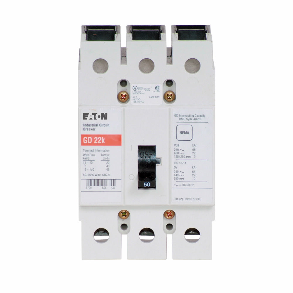 GD3050 - Westinghouse/ Cutler Hammer/ Eaton Feed-Thru 50 Amp 3 Pole Circuit Breaker - Essential Electric Supply