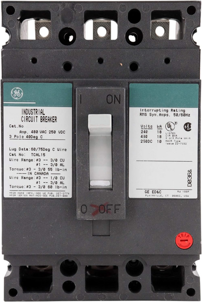 General Electric TED134030V Circuit Breaker | 480V 30A 3P 18kA@480V Bolt-On E150 Line