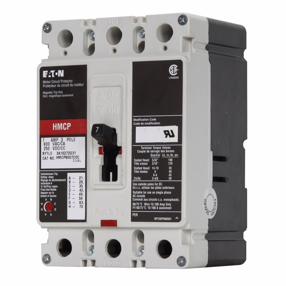 Cutler Hammer HMCPS007C0C Circuit Breaker | Series C HMCPS 600V 7A