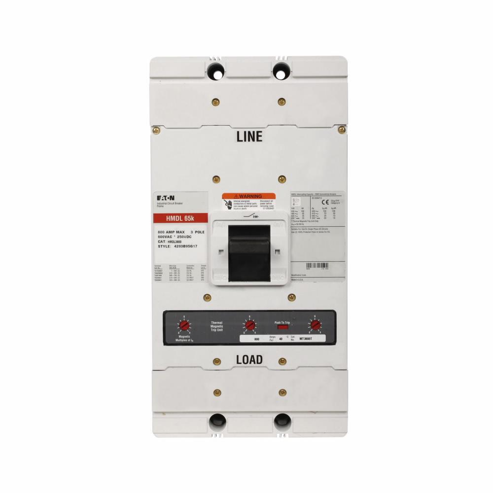 Cutler Hammer HMDL3800W Circuit Breaker | 600V 800A 3P 65kA@480V Bolt-On Series C