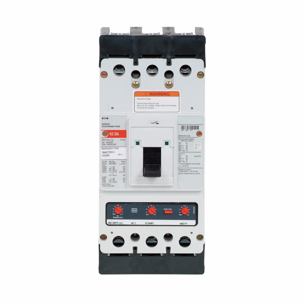 KD3400F - Eaton/ Cutler Hammer/ Westinghouse Bolt-On 400 Amp 3 Pole Circuit Breaker - Essential Electric Supply