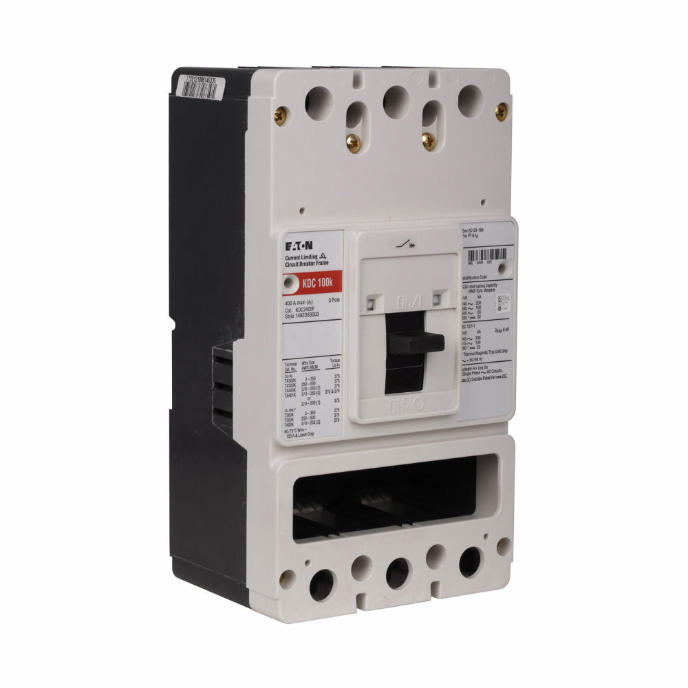 Cutler Hammer KDC3350X Molded Case Circuit Breaker | 600V 350A 3P 100kA@480V Bolt-On Series C