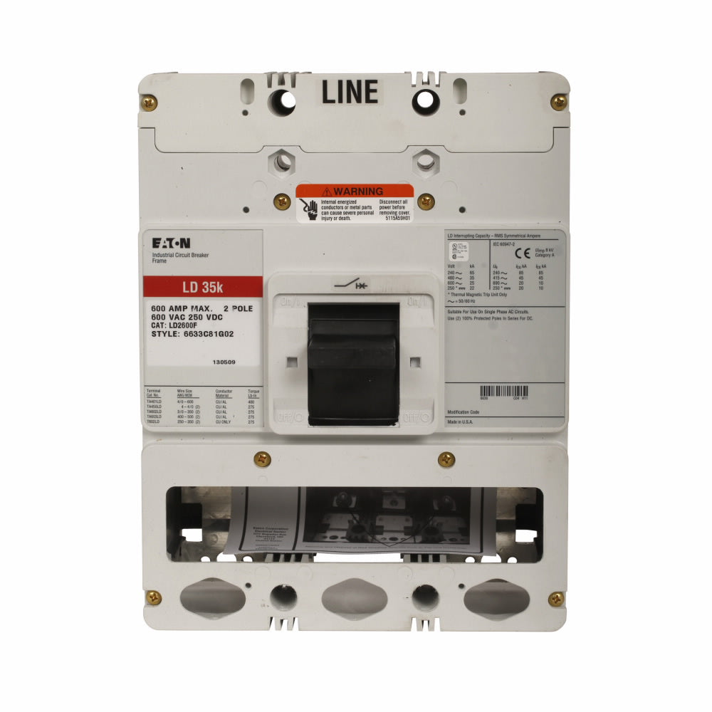LD2600 - Cutler Hammer/ Westinghouse/ Eaton Feed-Thru 600 Amp 2 Pole Circuit Breaker - Essential Electric Supply