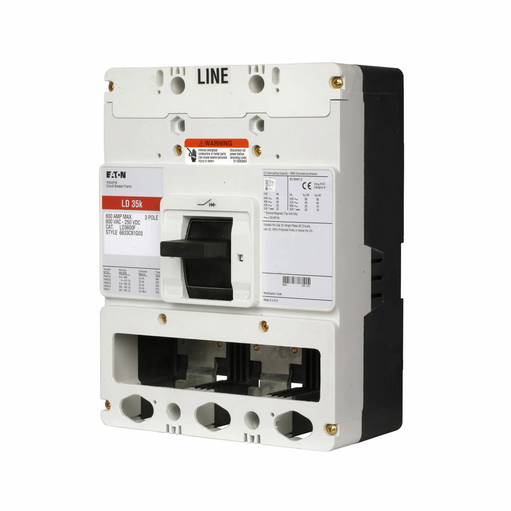 Cutler Hammer LD3600F Molded Case Circuit Breaker | 600V 600A 3P 35kA@480V Bolt-On Series C