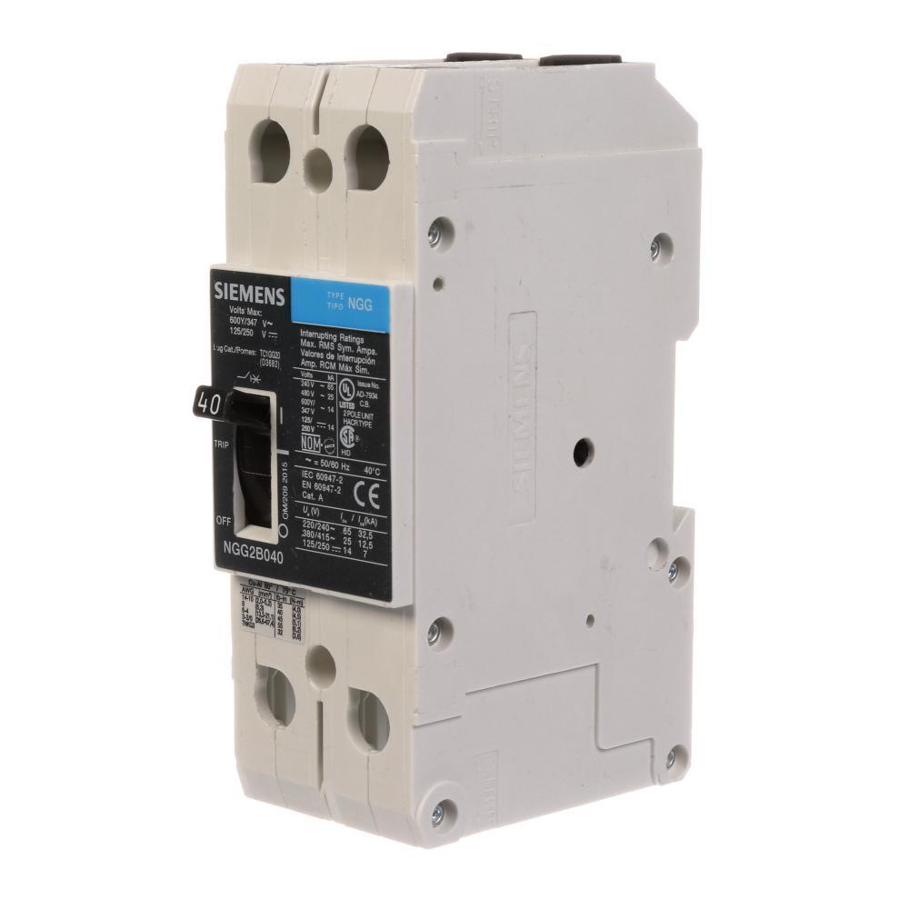 Siemens NGG2B040L Circuit Breaker | 600V 40A 2P 25kA@480V Feed-Thru VL Series