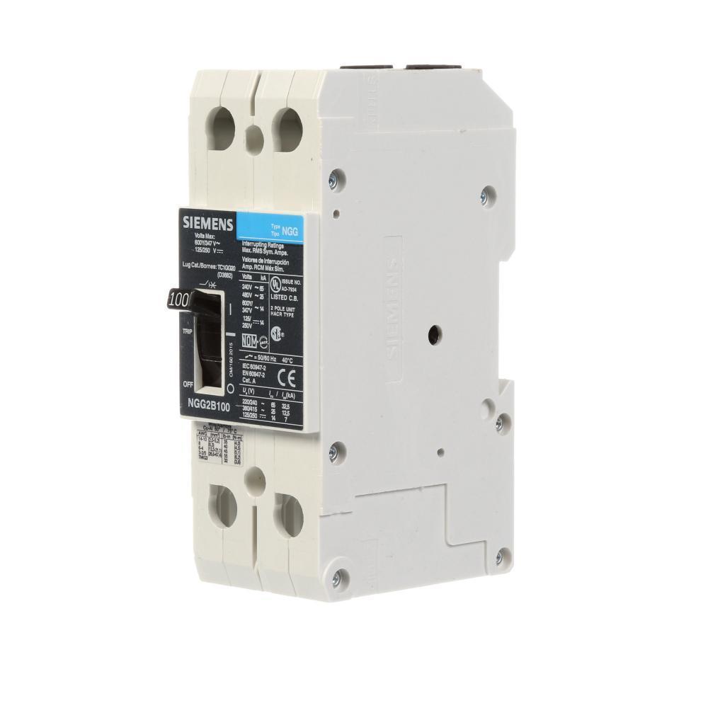 Siemens NGG2B100 Circuit Breaker | 600V 100A 2P 25kA@480V Bolt-On