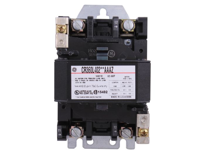 General Electric CR360L40202AAAZ Contactor 2 pole 1 phase 600V 60A 120V coil