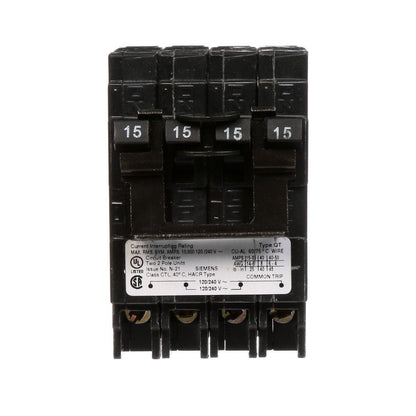 Siemens Q21515CT2 Circuit Breaker | 240V 15A 2P 10kA@240V Plug-In Q Series
