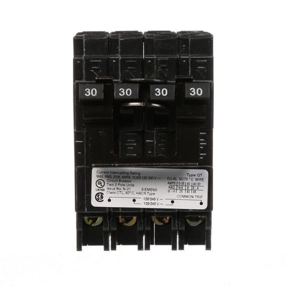 Siemens Q23030CT2 Circuit Breaker | 240V 30A 2P 10kA@240V Plug-In Q Series
