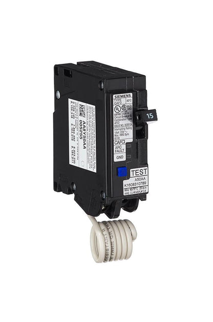 Siemens QA115AFC Circuit Breaker | 120V 15A 1P Bolt-On 10kA@120V Q Series