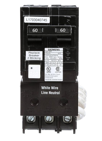 Siemens QF260A Circuit Breaker | 120/240V 60A 2P 10kA@240V Plug-In Q Series